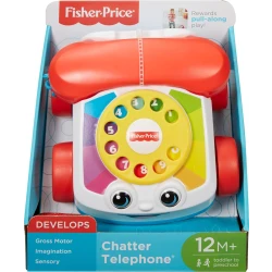 Fisher Price Chatter Telephone Toddler Pull Toy with Rotary Dial & Wheels for Walking Play