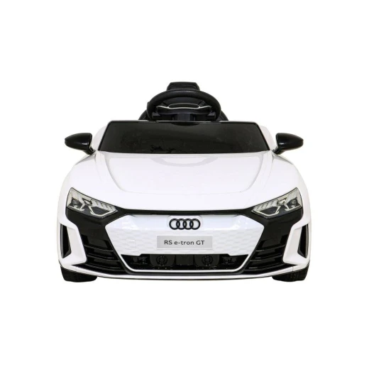 سيارة ركوب أودي RS E-Tron GT للأطفال، تعمل بالكهرباء ببطارية 12 فولت مع أضواء LED، بوق وموسيقى عملية، لون أبيض، مناسبة للأعمار من 3 إلى 8 سنوات، مقعد واحد
