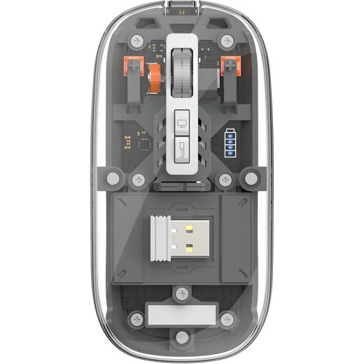 ماوس لاسلكي مغناطيسي شفاف كريستالي وي وو WM105، بتقنية البلوتوث المزدوجة ووضع 2.4G ثلاثي الأوضاع، يمكن توصيله بثلاثة أجهزة في نفس الوقت - أسود - وي وُو - Image 3