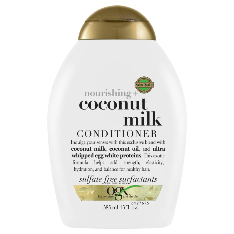 OGX Nourishing Coconut Milk Conditioner 385ml, Hydrating Formula for Soft, Glowing Hair - OGX