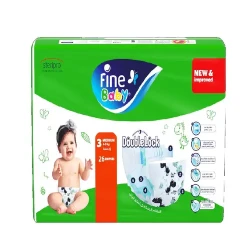 Fine Baby Junior Diapers Size 3 for Babies Weighing 4-9 Kg, Featuring Double Lock Technology for Superior Leakage Protection, Convenient 26 Count Pack for Daily Use