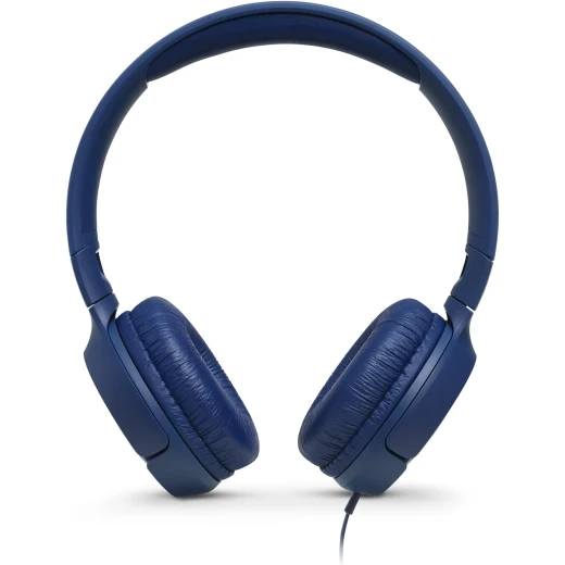 سماعات JBL Tune 500 سلكية فوق الأذن بصوت Pure Bass وتصميم خفيف الوزن وقابل للطي وكابل مسطح مانع للتشابك ومساعد صوتي باللون الأزرق - جي بي ال - Image 2