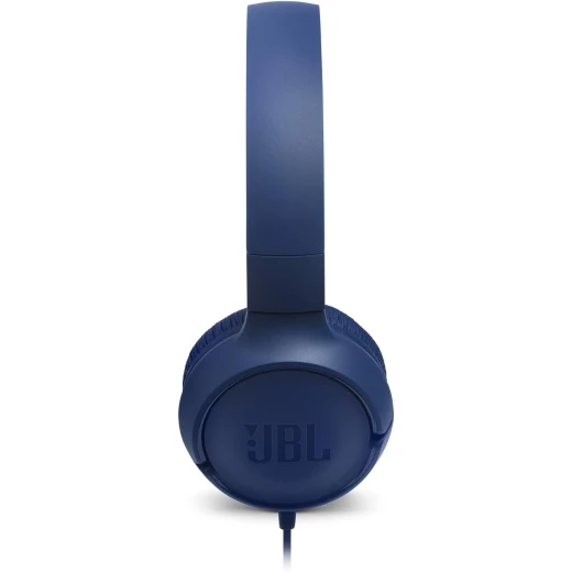 سماعات JBL Tune 500 سلكية فوق الأذن بصوت Pure Bass وتصميم خفيف الوزن وقابل للطي وكابل مسطح مانع للتشابك ومساعد صوتي باللون الأزرق - جي بي ال - Image 5