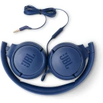 سماعات JBL Tune 500 سلكية فوق الأذن بصوت Pure Bass وتصميم خفيف الوزن وقابل للطي وكابل مسطح مانع للتشابك ومساعد صوتي باللون الأزرق - جي بي ال