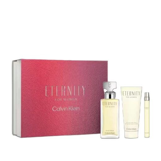مجموعة هدايا كالفن كلاين إترنيتي للمرأة عطر 100 مل مع عطر زهري، تتضمن لوشن الجسم وجل الاستحمام، مثالية لها مجموعة هدايا كالفن كلاين إترنيتي للمرأة عطر 100 مل مع عطر زهري، تتضمن لوشن الجسم وجل الاستحمام، مثالية لها