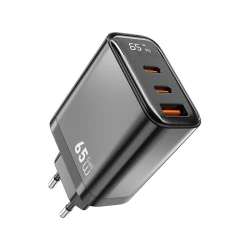 Wiwu Wi-G012 Firefly 65W GaN Fast Charger Adapter Dual Type-C USB-A Black