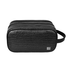 Wuyou Salem Fingerprint Lock Handbag Black PU Leather 23cm x 14.5cm x 8cm Stylish Design Secure Storage Travel Accessory with Comfortable Handle
