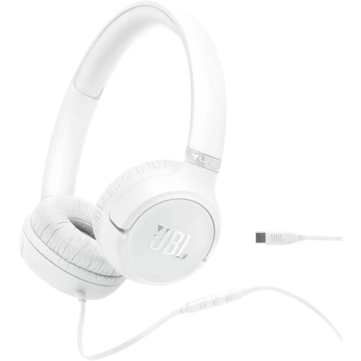سماعات أذن سلكية JBL Tune 530C مع ميكروفون، صوت جهير نقي، أبيض
