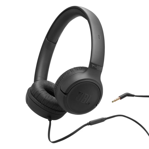 سماعات أذن سلكية JBL Tune 530 سوداء، فوق الأذن، مقبس 3.5 ملم، مع ميكروفون