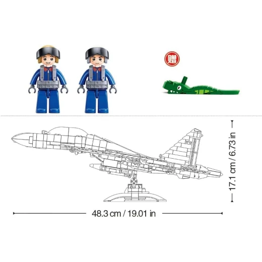 طقم بناء نموذج طائرة مقاتلة سلاوبان J-15، رمادي، 317 قطعة - Sluban - Image 2