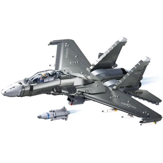 طقم بناء نموذج طائرة مقاتلة سلاوبان J-15، رمادي، 317 قطعة - Sluban - Image 3