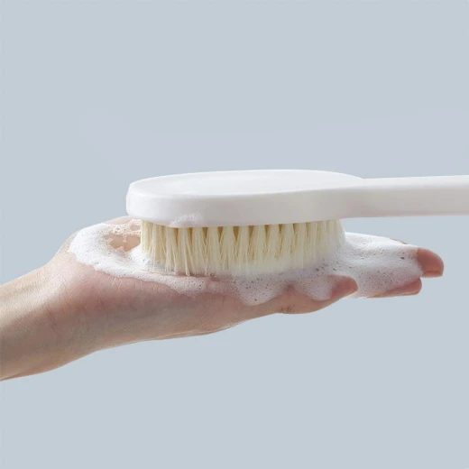 Long Handle Bath Brush with Soft Bristles, White, 14.57 Inch - K store - Image 3