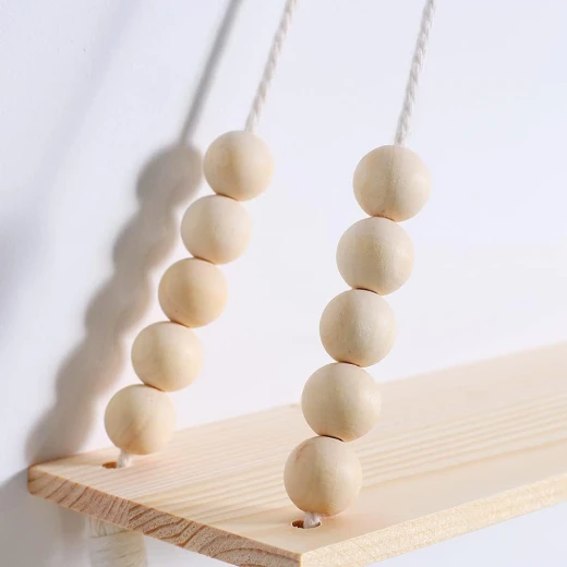 Artilady Boho Macrame Wall Hanging Shelves,1 Pack, Beige Tassel, Rustic Floating Shelf - K store - Image 4