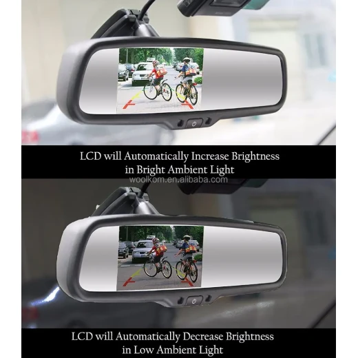 شاشة مرآة مركزية من كار ستارز 4.3 بوصة، شاشة LCD تضبط السطوع تلقائيًا، مدخلان فيديو RCA - كار ستارز - Image 4