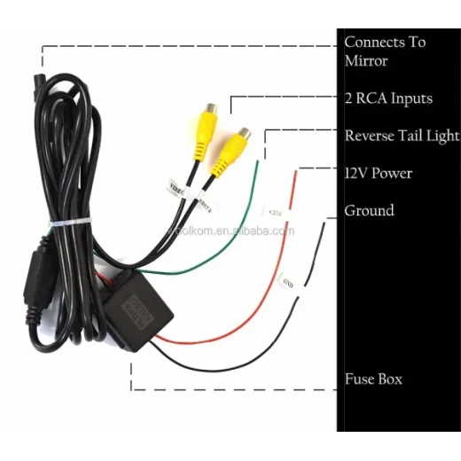 شاشة مرآة مركزية من كار ستارز 4.3 بوصة، شاشة LCD تضبط السطوع تلقائيًا، مدخلان فيديو RCA - كار ستارز - Image 8