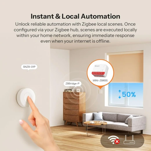 مفتاح ستائر دوارة ذكي من SONOFF بتقنية Zigbee، صغير الحجم، تحكم بنسبة مئوية، متوافق مع Alexa وGoogle Home Assistant، عبوة من 4 قطع - سونوف - Image 5