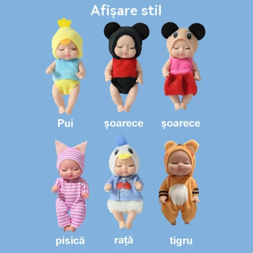 Realistic Mini Baby Dolls with Animal Clothes – 11cm PVC Kids Toy Figures, Cute and Fun Design for Imaginative Play, Perfect Gift for Children, Durable Toy for Everyday Kids Play. - Wateen store - Image 2