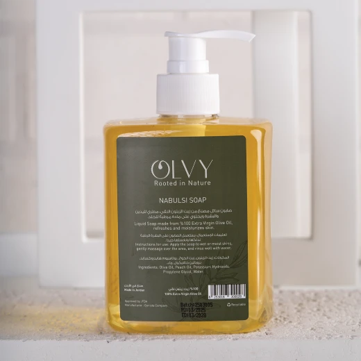 OLVY Liquid Soap 500ml with Olive & Peach Oil – Gently Cleanses and Hydrates Skin, Enriched with Natural Oils, Leaves Skin Soft, Smooth, and Fresh, Suitable for All Skin Types for Daily Use. - OLVY - Image 2