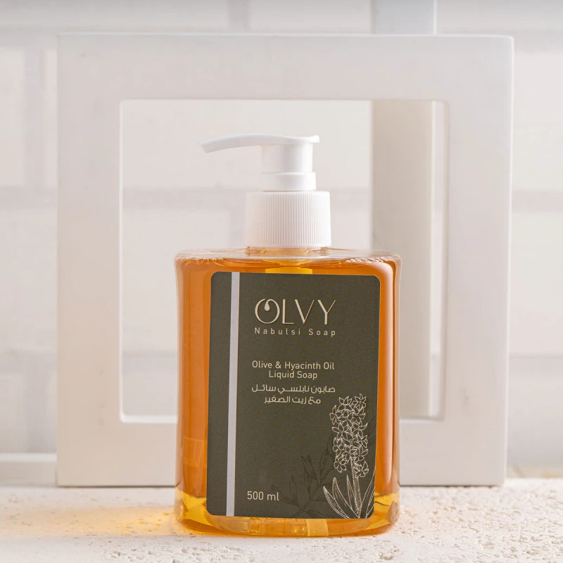 OLVY Liquid Soap 500ml with Olive & Hyacinth Oil – Gently Cleanses and Hydrates Skin, Enriched with Natural Oils, Leaves Skin Soft, Smooth, and Fresh with a Floral Fragrance, Suitable for All Skin Types. - OLVY