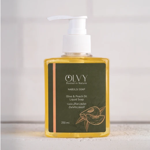 OLVY Olive & Peach Oil Liquid Soap 250 ML – Natural Moisturizing Hand & Body Wash with Gentle Deep Cleansing, Fruity Peach Fragrance, Leaves Skin Soft, Smooth, Fresh, and Hydrated for Daily Use - OLVY - Image 2