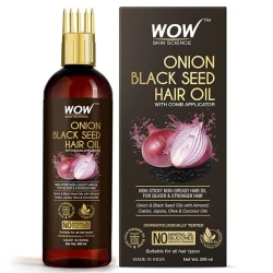 WOW Onion Black Seed Hair Oil with Comb 200ml – Strengthening Hair Roots, Reducing Hair Fall & Stimulating Hair Growth with Deep Scalp Nourishment, Intensive Hydration for Dry & Damaged Hair, and Natural Shine & Softness Boost