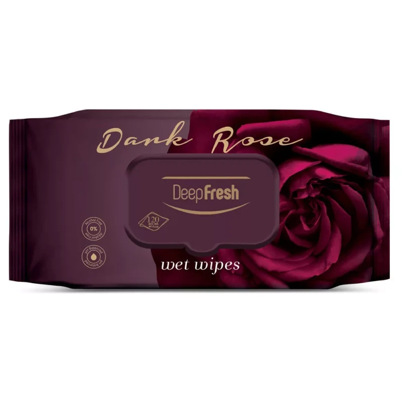 Deep Fresh Dark Rose Wet Wipes 120 Count, Alcohol Free, Gentle Cleansing - DeepFresh