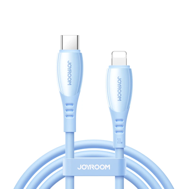 كابل شحن جوي روم S A59 سلسلة نابضة بالحياة 30 واط USB C إلى لايتنينج 1.2 متر أزرق - جوي روم