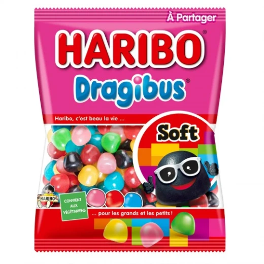 Haribo Dragibus Soft Candies Fruity Heart Chewy Texture 300g Bag Haribo Dragibus Soft Candies Fruity Heart Chewy Texture 300g Bag