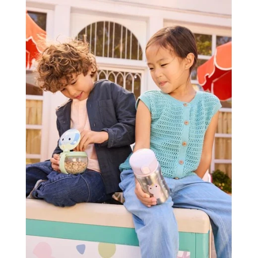 Skip Hop Besties Squad Snack Cup Elephant Green Blue BPA-Free Easy-Grip Handle for Ages 12 Months Plus 7.5 oz Capacity - Skip Hop - Image 3