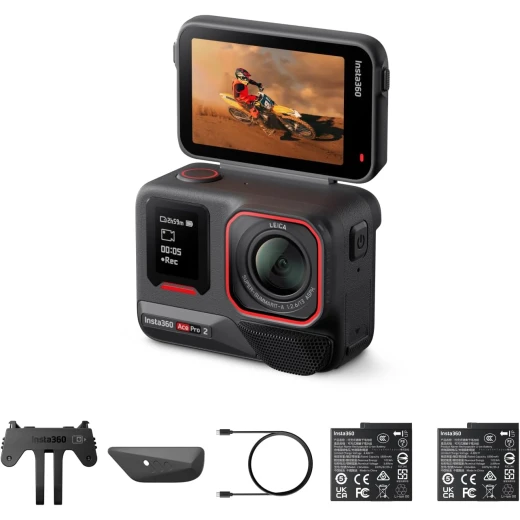 كاميرا أكشن Insta360 Ace Pro 2 بدقة 8K مع عدسة Leica وتثبيت FlowState وتقنية الذكاء الاصطناعي، مقاومة للمغامرات، باقة بطاريتين كاميرا أكشن Insta360 Ace Pro 2 بدقة 8K مع عدسة Leica وتثبيت FlowState وتقنية الذكاء الاصطناعي، مقاومة للمغامرات، باقة بطاريتين