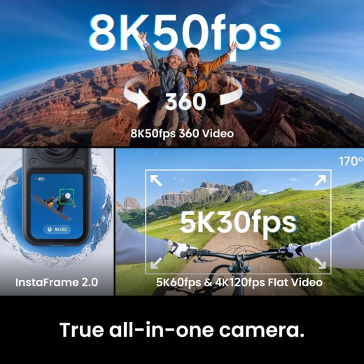 مجموعة INSTA360 X6 الأساسية لكاميرا 360 درجة | كاميرا بدقة 8K + بطاريتان فائقتان + عصا سيلفي غير مرئية بطول 114 سم + غطاء عدسة + حافظة شحن سريع + حقيبة + كابل USB-C + ضمان ممتد - أسود - انستا 360 - Image 2