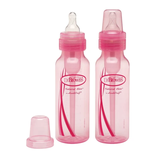 Dr. Brown's 8 oz / 250 ml PP Standard Baby Bottle - Pink, 2-Pack - دكتور براونز - Image 2