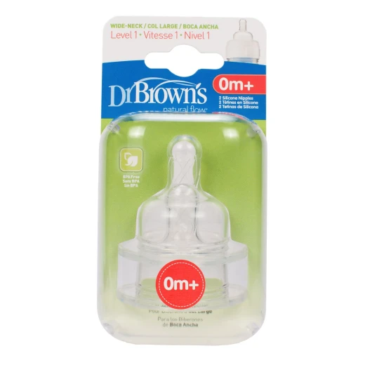 Dr. Brown's 2 Pack Natural Flow Level 1 Wide Neck Nipple Dr. Brown's 2 Pack Natural Flow Level 1 Wide Neck Nipple